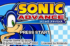 Sonic Advance [Value Pack] title screen for GameBoy Advance